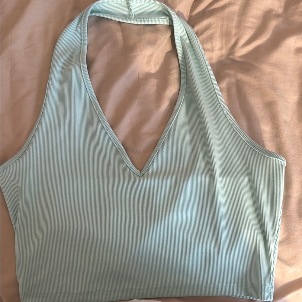 SHEIN Light Blue Ribbed Tank Top